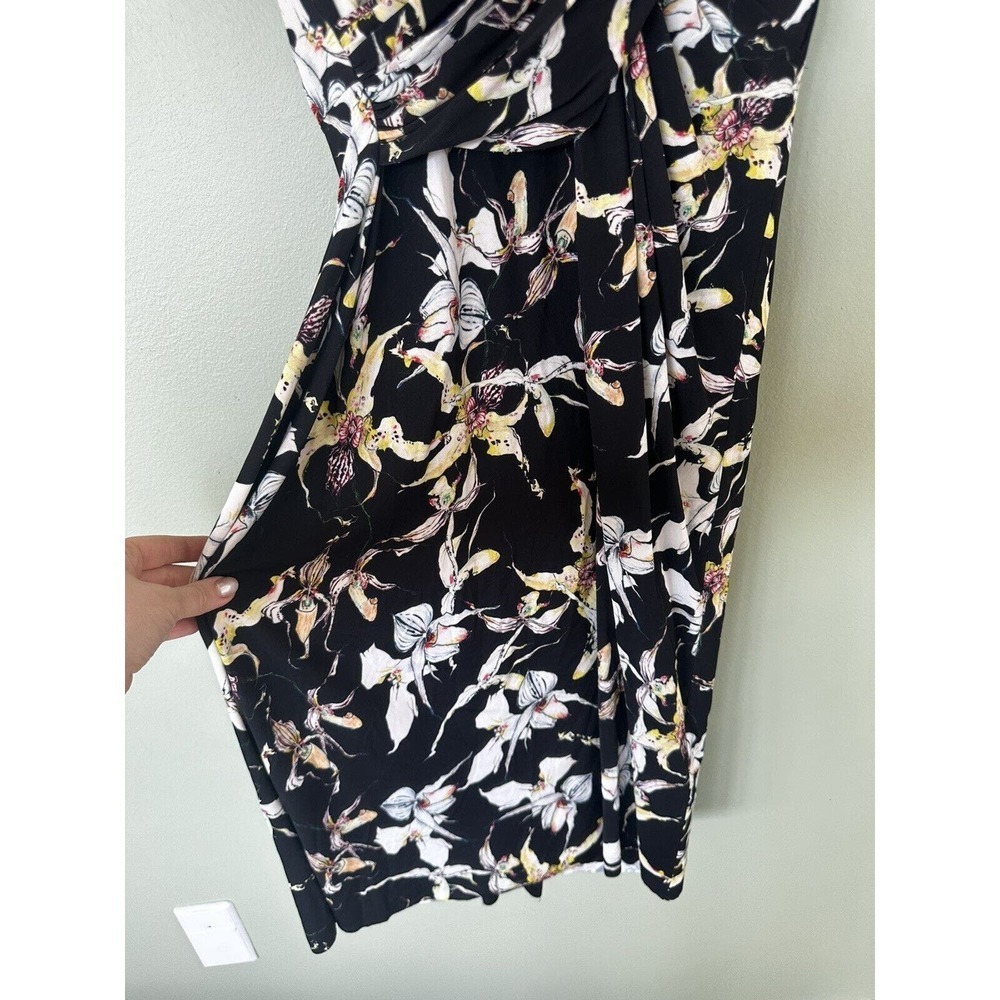 Jason Wu Midi Dress Size 8 Wild Orchid Jersey Cross Over Rouching Black …​​ - Picture 8 of 15